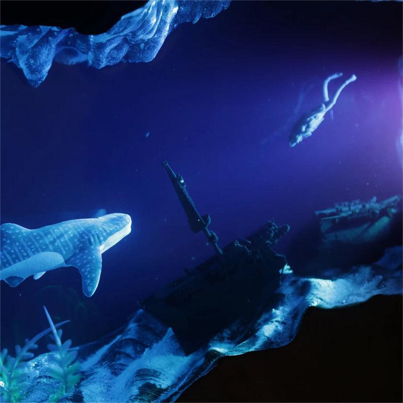 Whale Shark Night Light Resin Night Light Epoxy Wood Lamp Unique Gift Home Decor