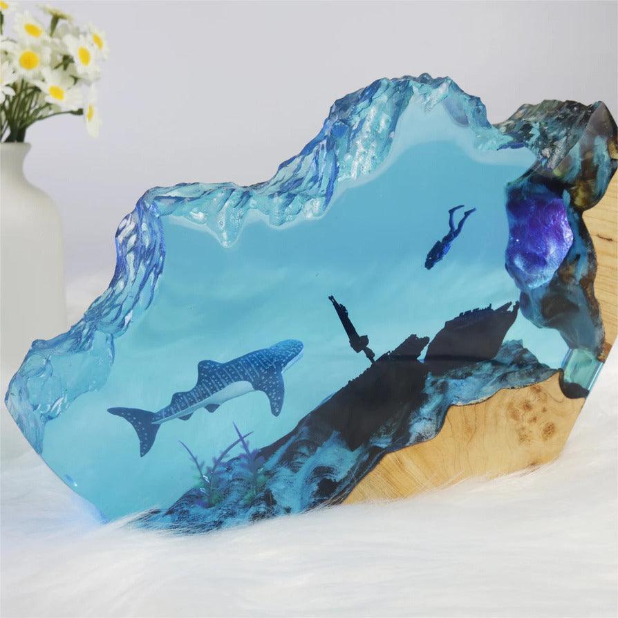 Whale Shark Night Light Resin Night Light Epoxy Wood Lamp Unique Gift Home Decor