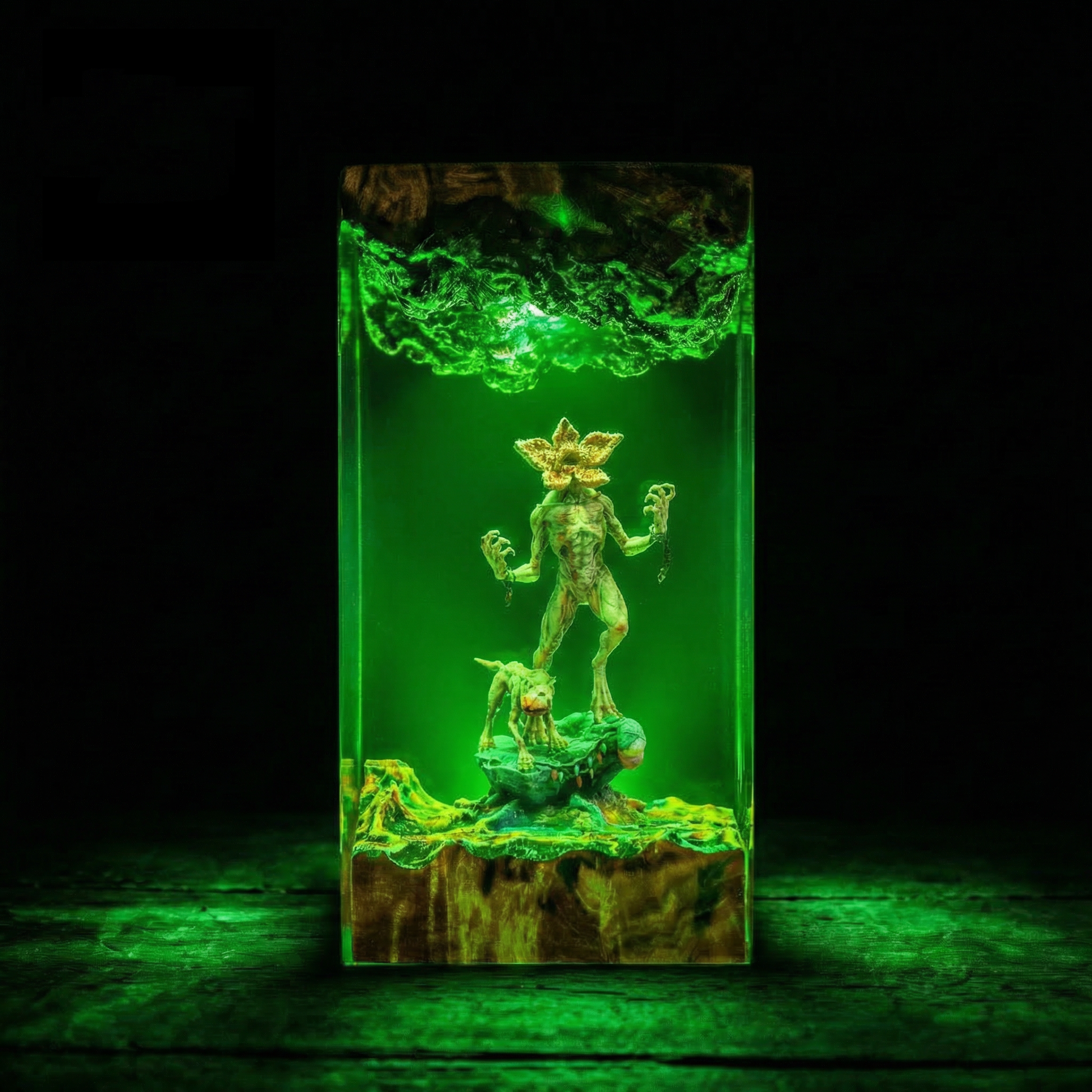 Stranger Horror Resin Night Light Epoxy Wood Lamp Unique Gift Home Decor