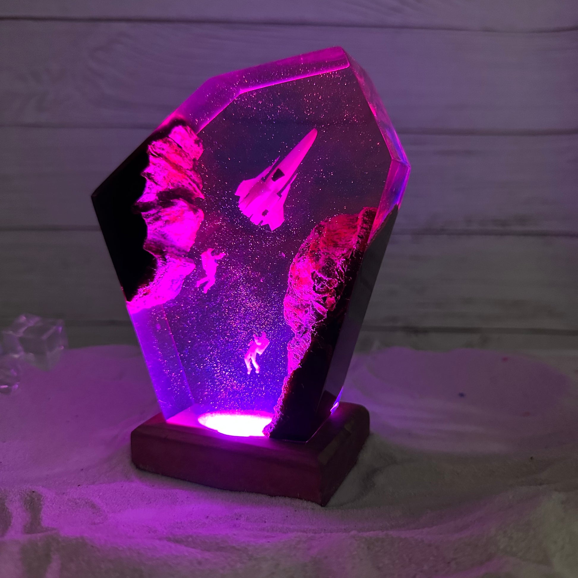 Space Astronaut Epoxy Lamp Galaxy Wood Night Ligh Unique Gift Home Decor