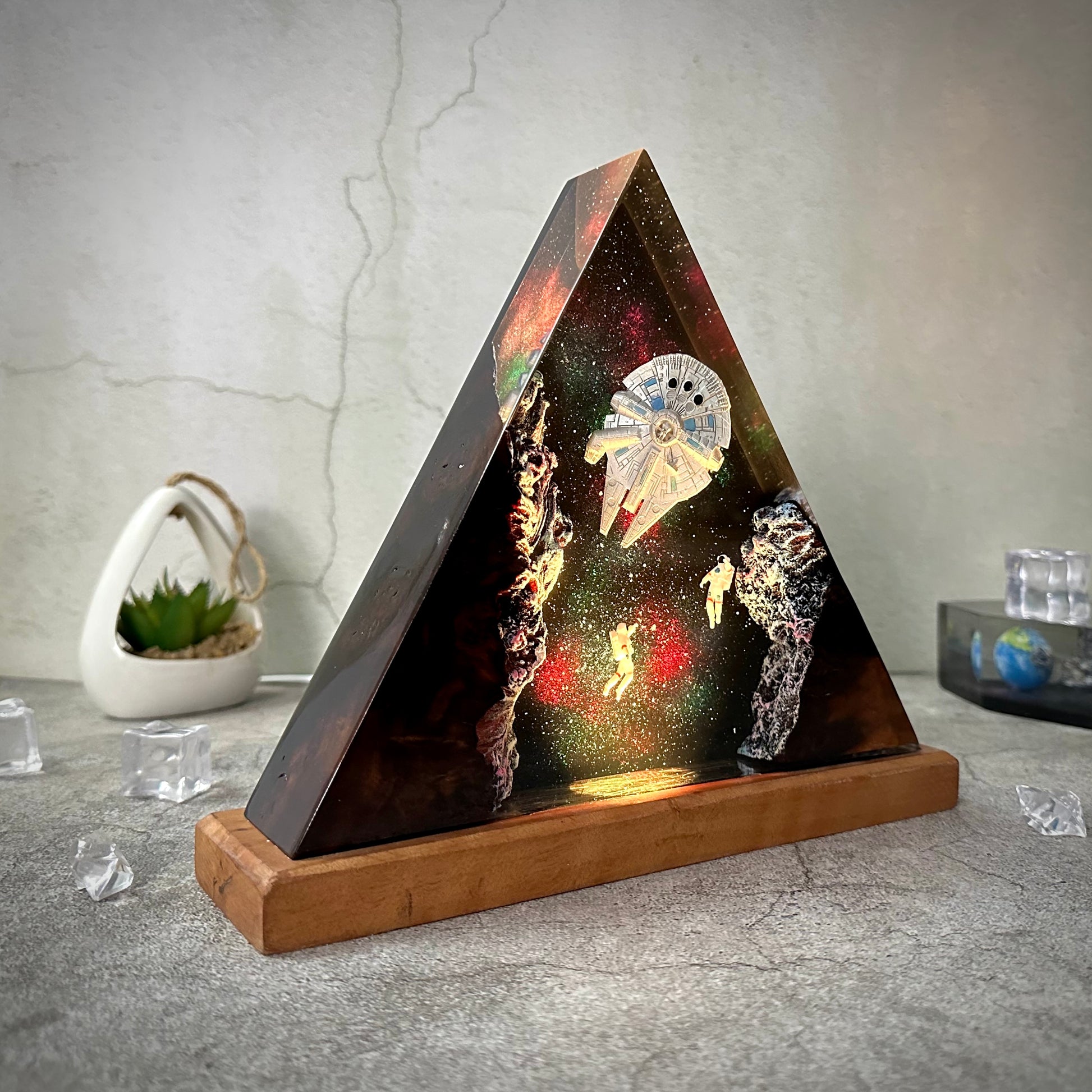 Space Astronaut Epoxy Lamp Galaxy Wood Night Ligh Unique Gift Home Decor