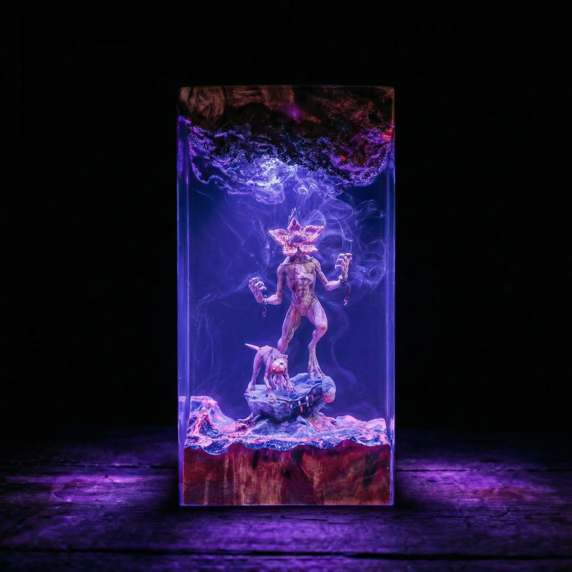 Stranger Horror Resin Night Light Epoxy Wood Lamp Unique Gift Home Decor