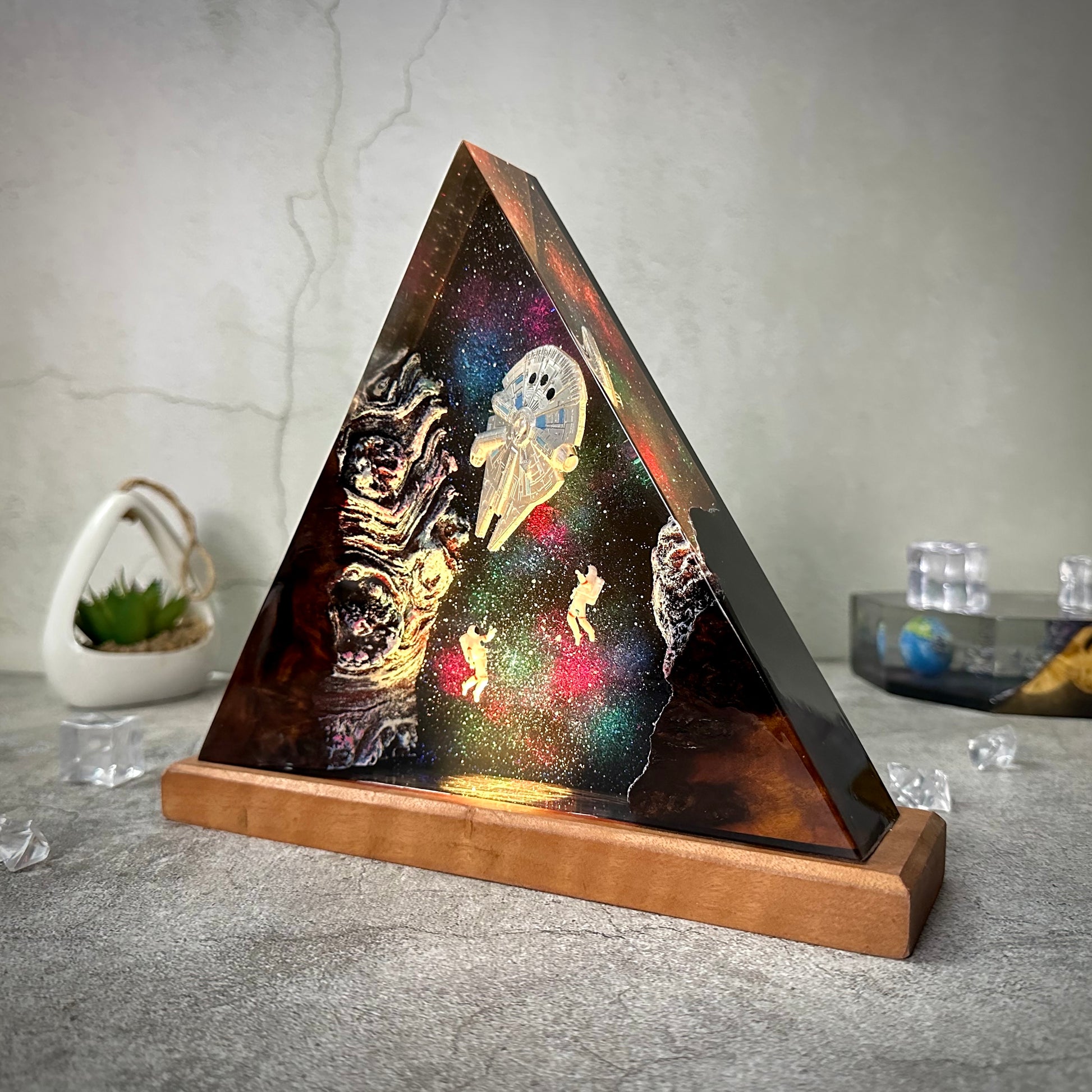 Space Astronaut Epoxy Lamp Galaxy Wood Night Ligh Unique Gift Home Decor