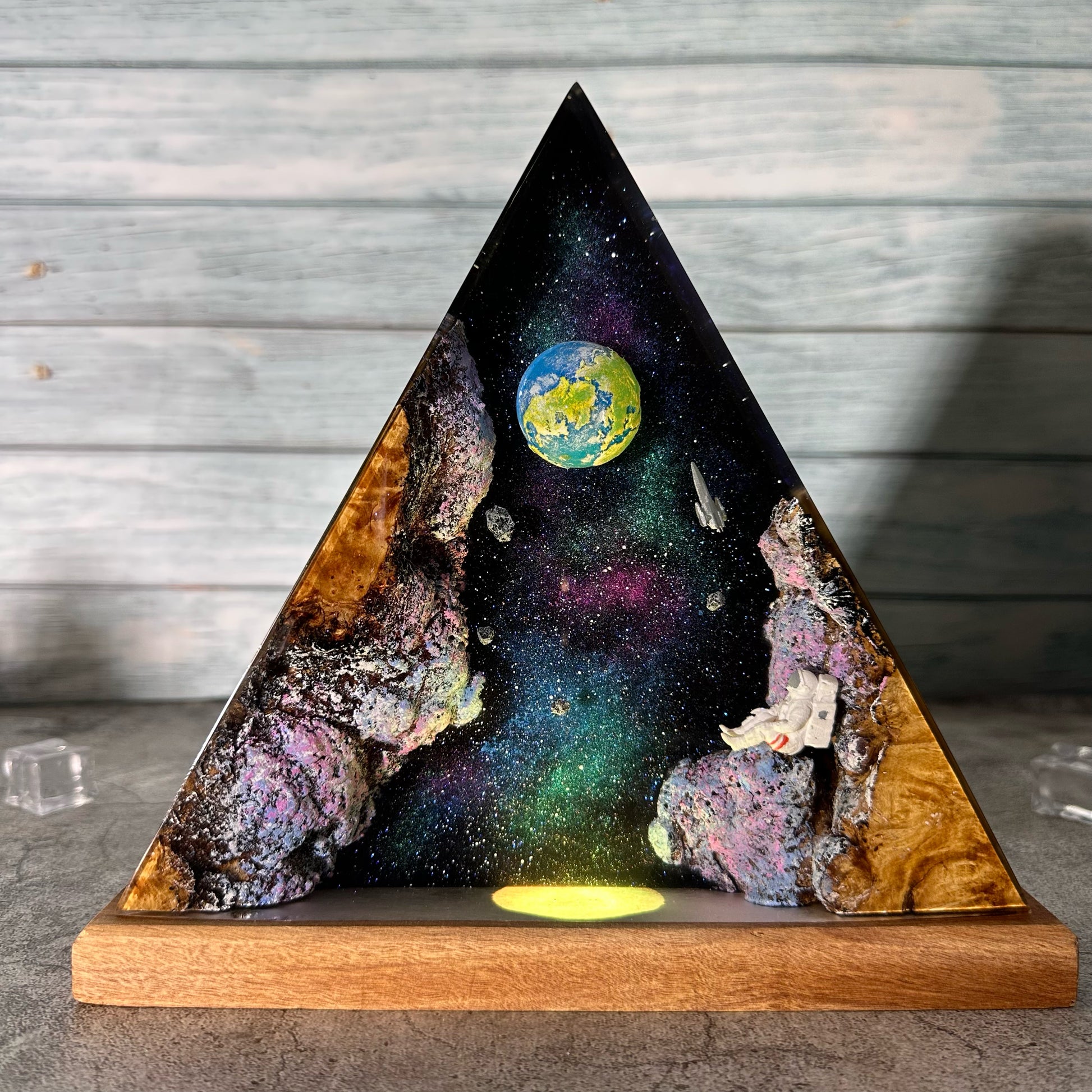 Space Astronaut Epoxy Lamp Galaxy Wood Night Ligh Unique Gift Home Decor