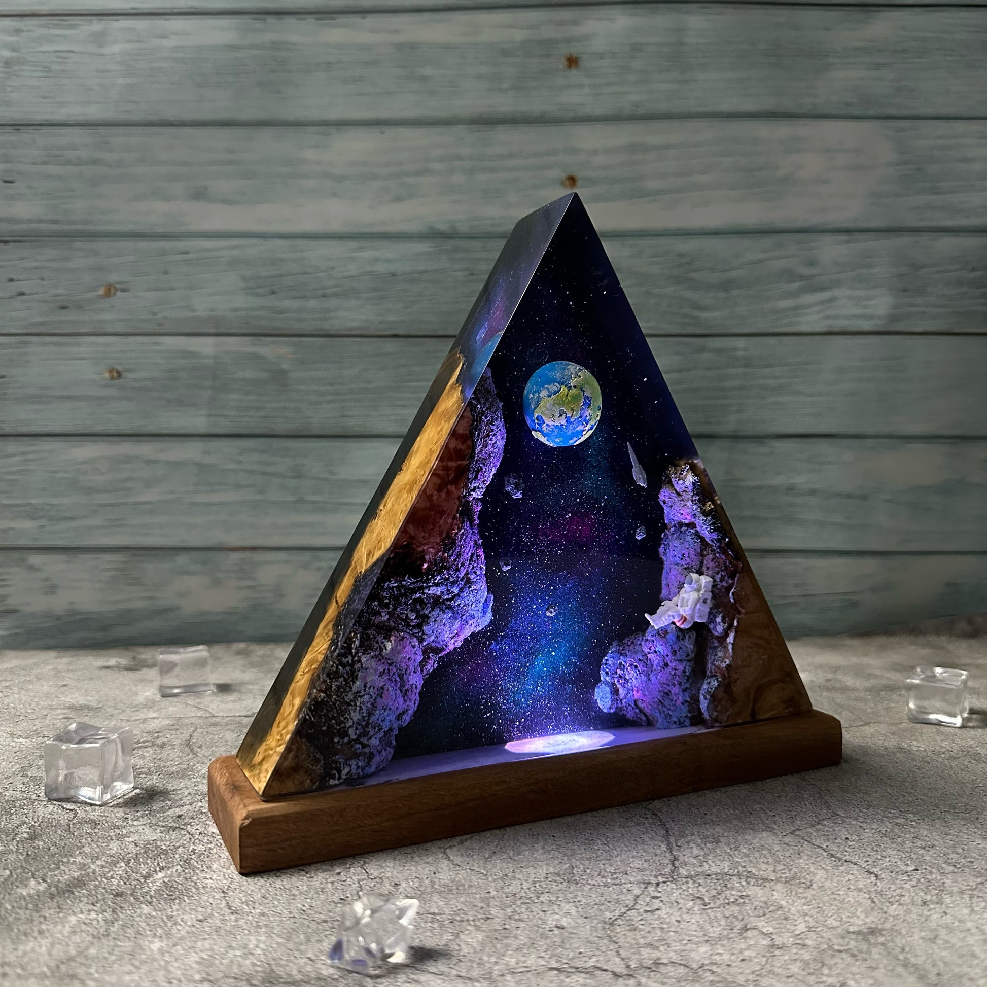 Space Astronaut Epoxy Lamp Galaxy Wood Night Ligh Unique Gift Home Decor