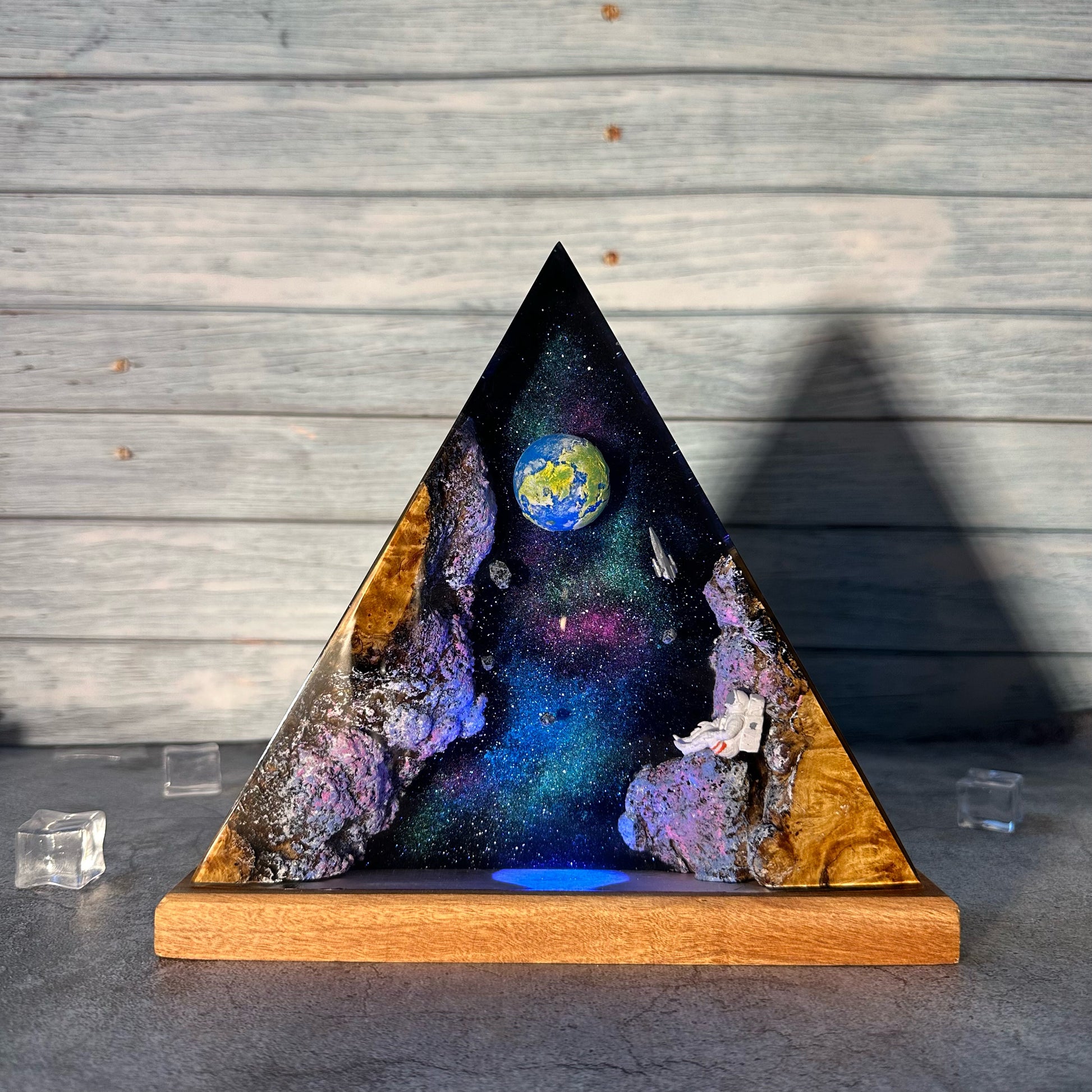 Space Astronaut Epoxy Lamp Galaxy Wood Night Ligh Unique Gift Home Decor