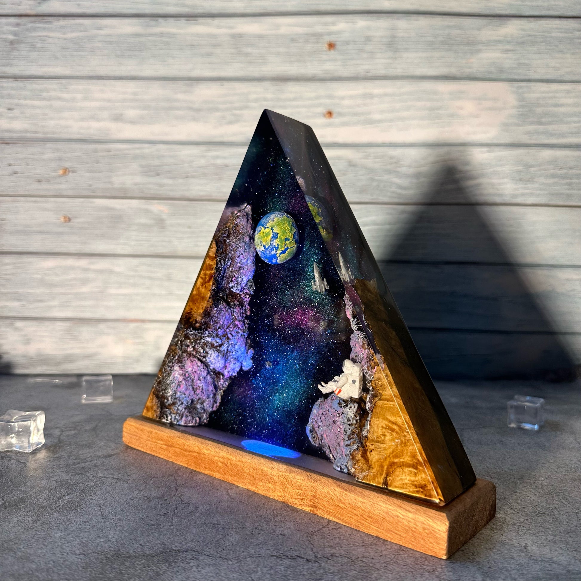 Space Astronaut Epoxy Lamp Galaxy Wood Night Ligh Unique Gift Home Decor