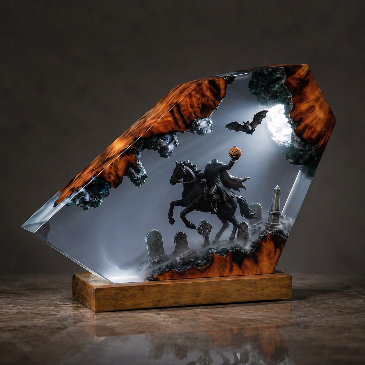 Headless Black Knight Resin Lamp, Horror Figure Night Light, Halloween Decor, Spooky Horror Fan Gift