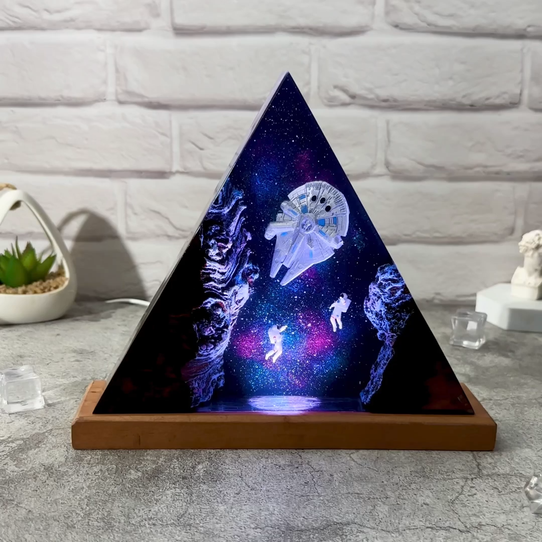 Space Astronaut Epoxy Lamp Galaxy Wood Night Ligh Unique Gift Home Decor