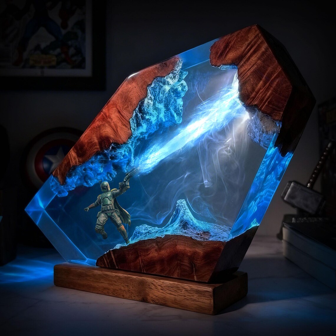 The Beskar Bounty Hunter Resin Night Light,Unique Birthday Gift, Father's Day for Him