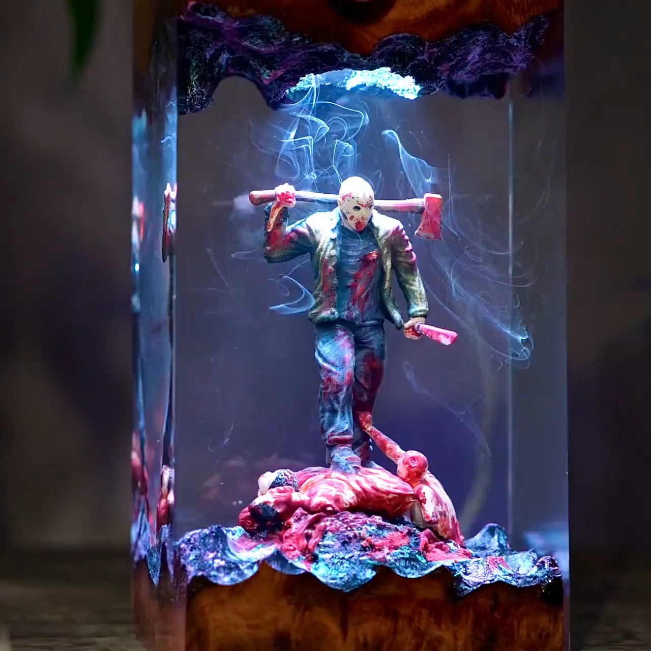 Masked Killer Resin Lamp, Horror Killer Figure Night Light, Halloween Decor, Horror Fan Gift