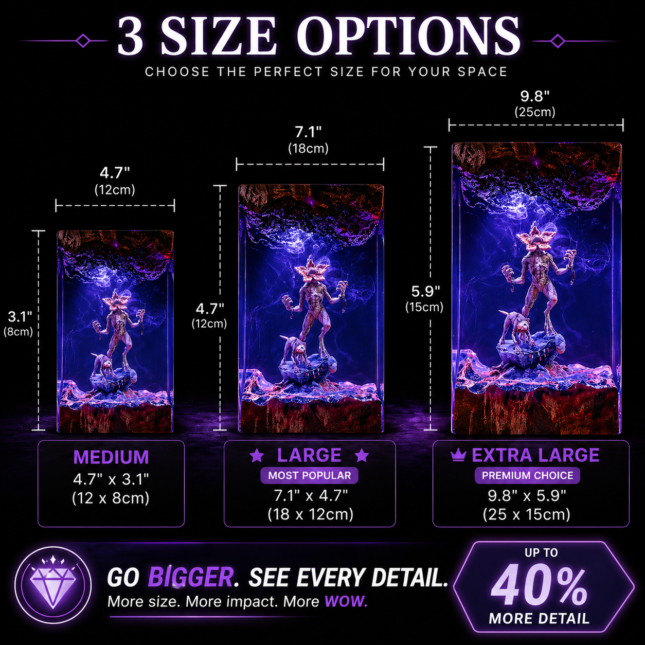 Stranger Horror Resin Night Light Epoxy Wood Lamp Unique Gift Home Decor