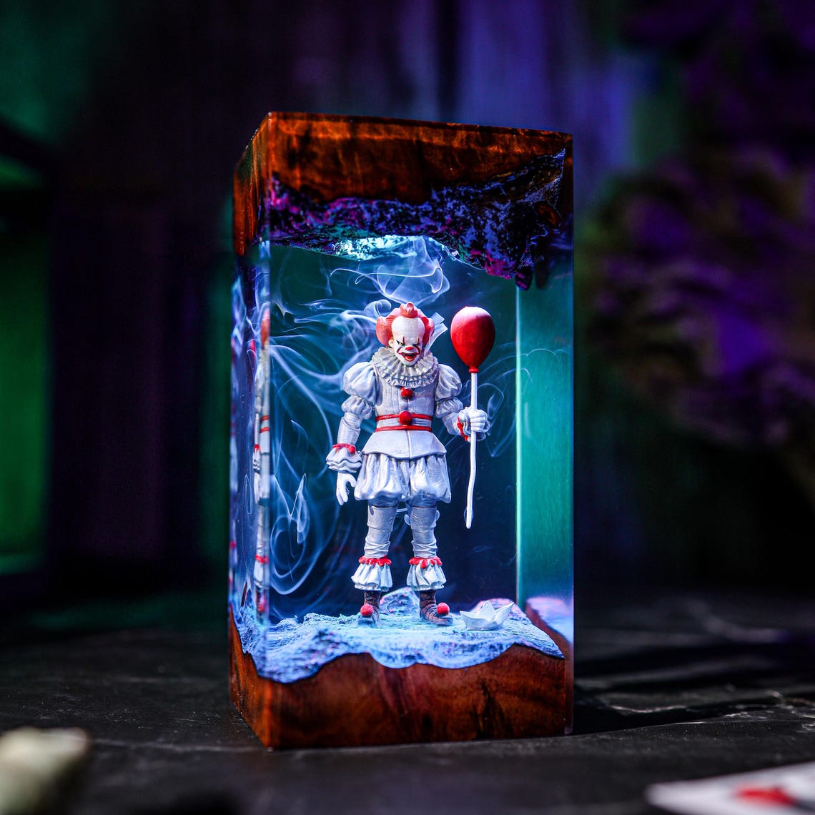 Creepy Clown Resin Lamp, Horror Clown Figure Night Light, Halloween Decor, Spooky Horror Fan Gift