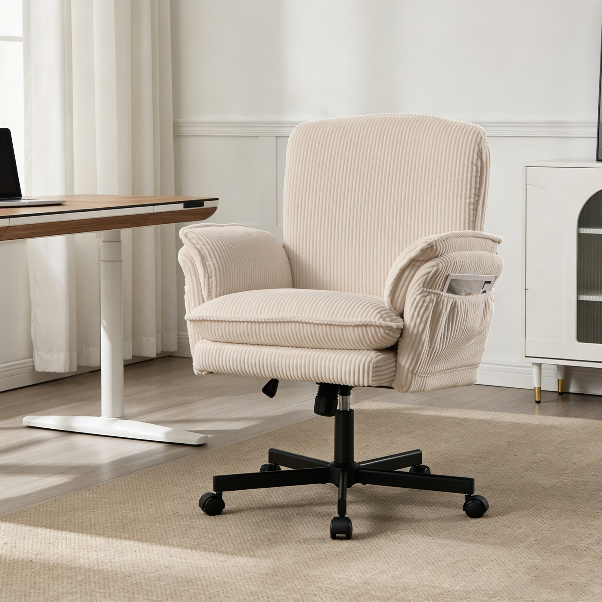 Conate High Back CrisBs Cross Office Chair with Wheels & Flip-Up Arms-Black