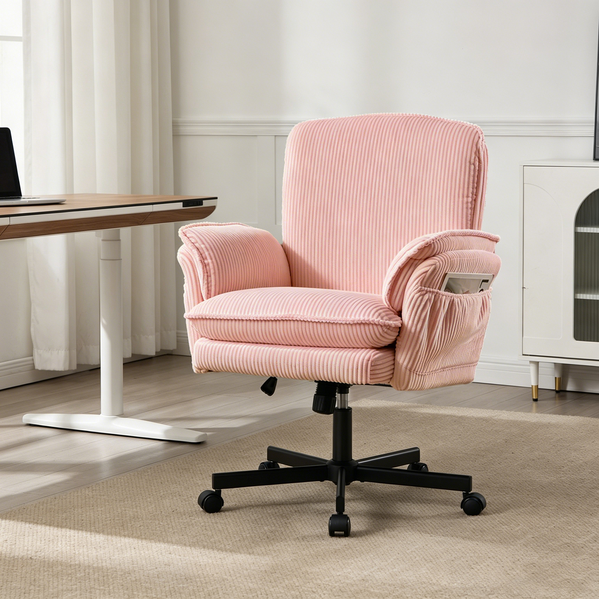 Conate High Back CrisBs Cross Office Chair with Wheels & Flip-Up Arms-Black