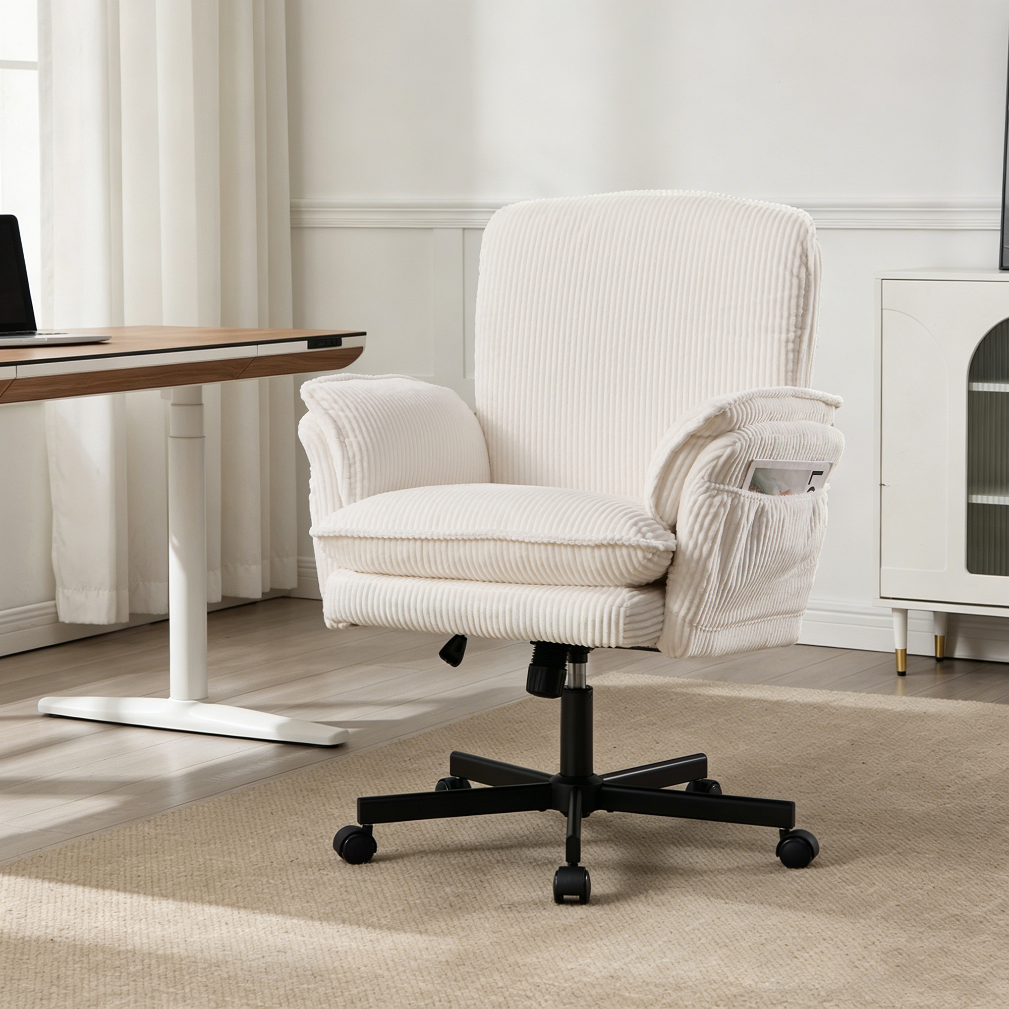 Conate High Back CrisBs Cross Office Chair with Wheels & Flip-Up Arms-Black