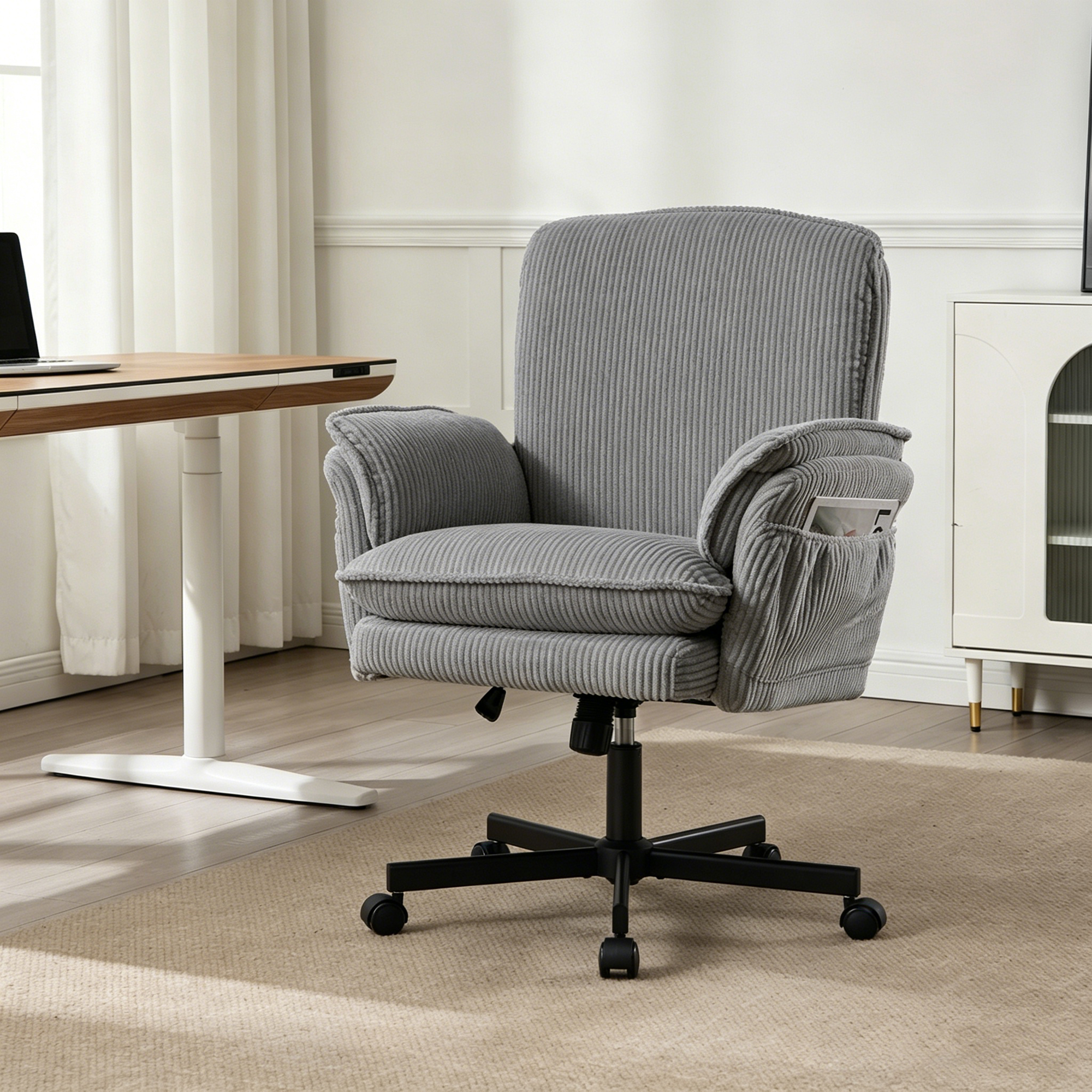 Conate High Back CrisBs Cross Office Chair with Wheels & Flip-Up Arms-Black