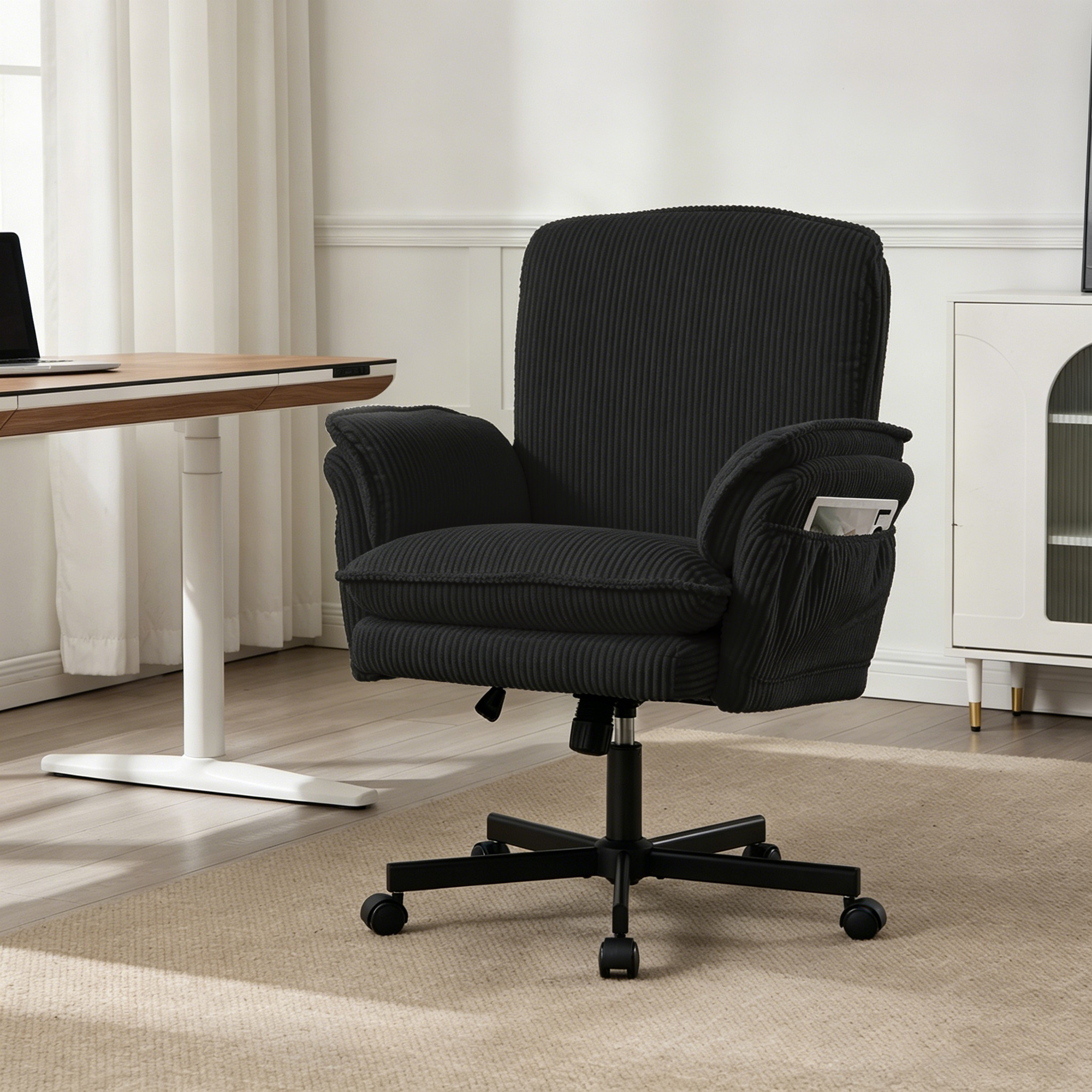 Conate High Back CrisBs Cross Office Chair with Wheels & Flip-Up Arms-Black