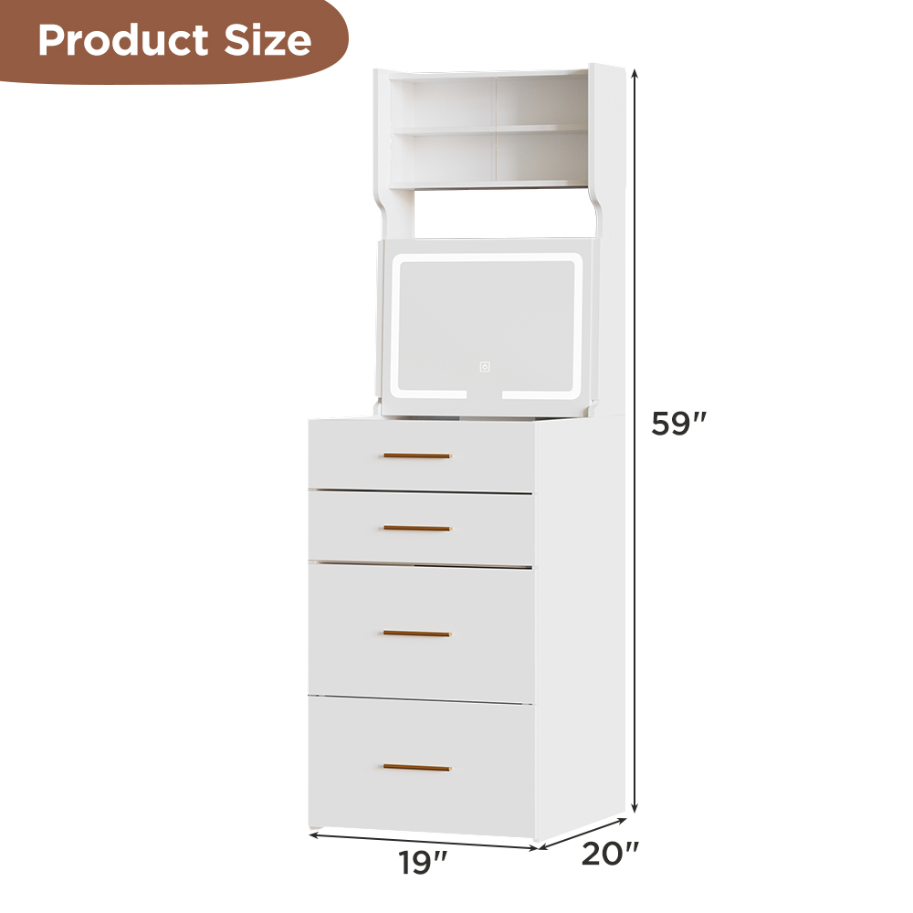Conate Small Makeup Vanity Set with LED Mirror & Slide-Out Storage Bench