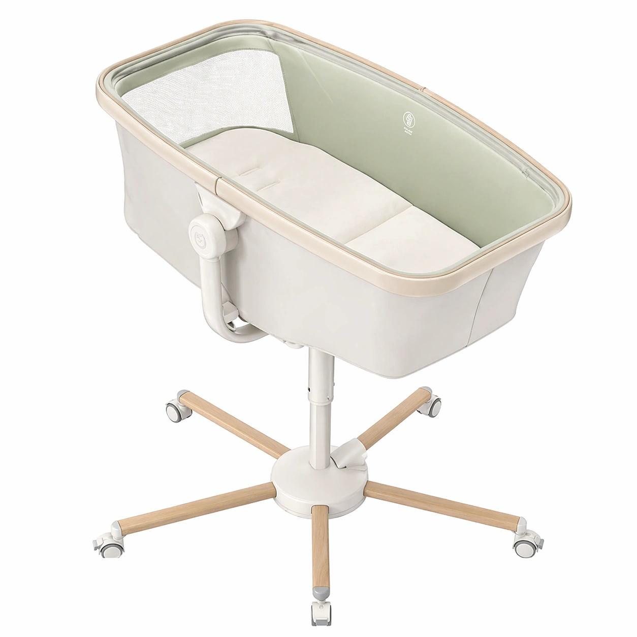 3 in 1 Babybett Wiege und Hochstuhl mit Rollen Verstellbar Neugeborene bis 15 kg Grau-nivqora