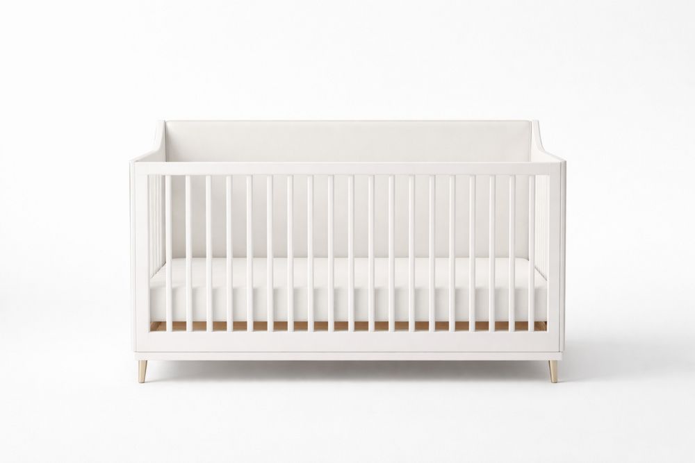 White Solid Pine Wood Convertible Baby Crib with Solid Pine-Crystalhomeeu