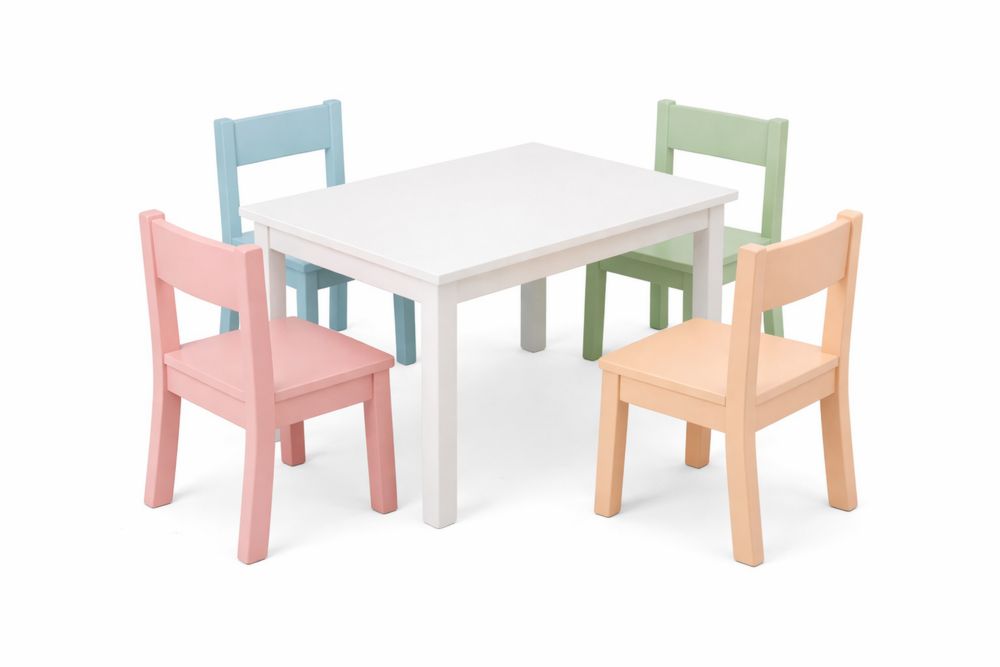 Kids painted finish Table and Chair Set Multi-Color-Crystalhomeeu