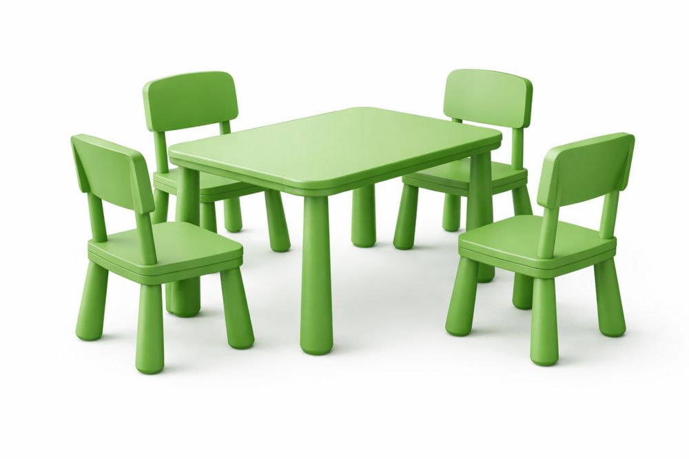 Green polyethylene Kids Table and Chairs Set-Crystalhomeeu