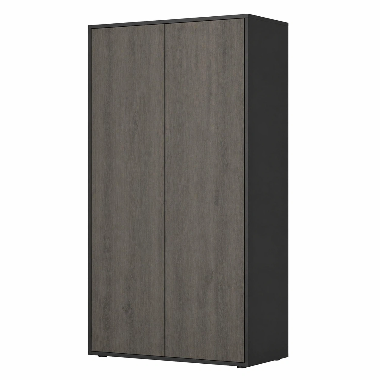 Bueroschrank mit 2 Tueren in Betonoptik und Anthrazit, Druckoeffnung, 180 x 80 x 40 cm-qulvena