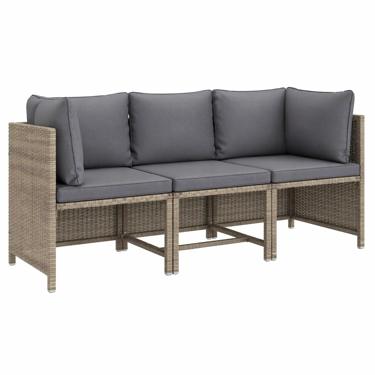 Garten Sofa 3 Sitzer Eckmodul Polyrattan Optik Outdoor Sitzgruppe mit Polster Kissen Modernes Design-qulvena
