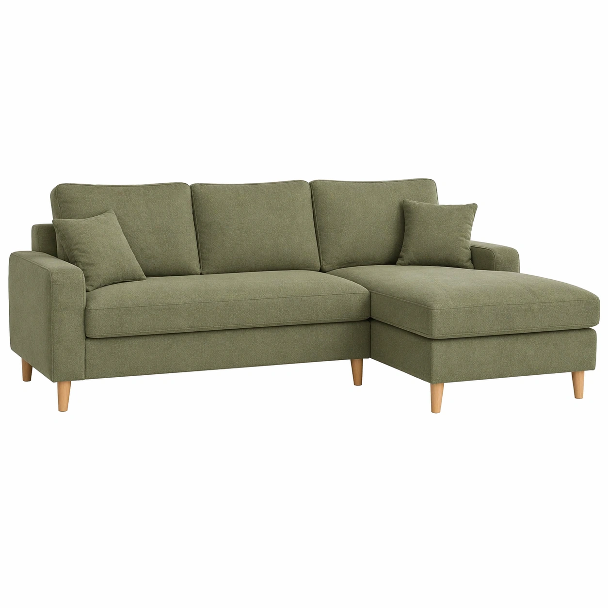 Modernes Ecksofa L-Form mit Schlaffunktion, Polstersofa mit Chaise Longue, Wohnzimmersofa, Gruen, ca. 240 x 150 x 75 cm (B/T/H)-qulvena
