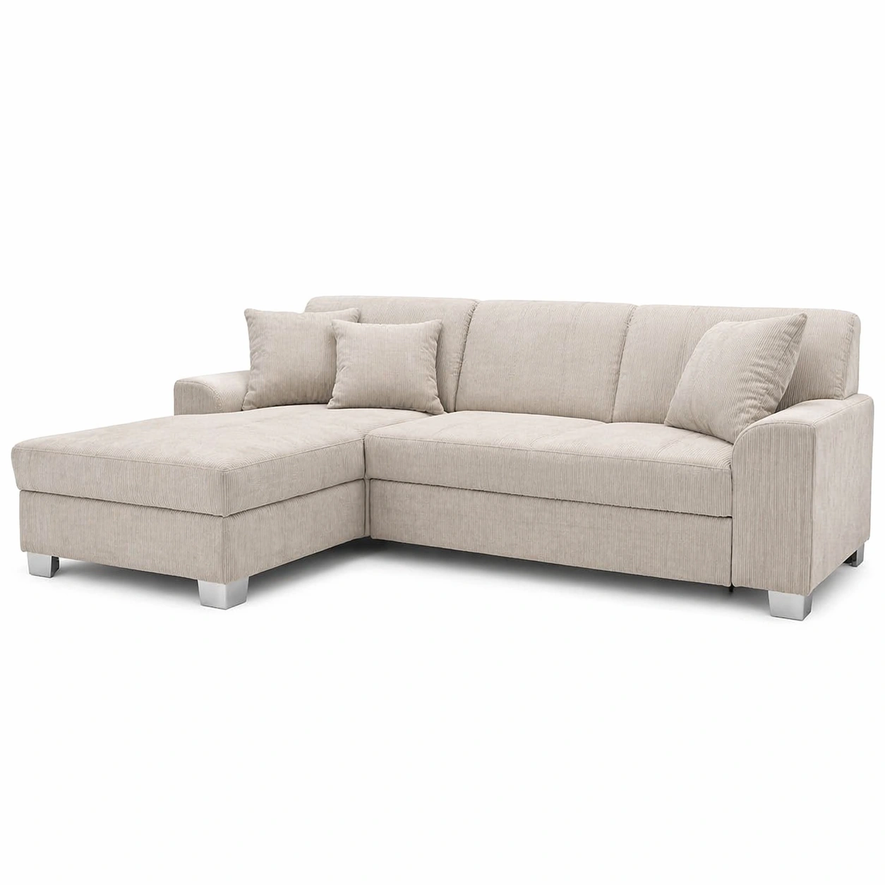 Modernes Ecksofa mit Schlaffunktion L-Form, Polstersofa mit Ottomane und Kissen, Wohnzimmersofa, Schlafcouch 239 x 152 x 75 cm-qulvena