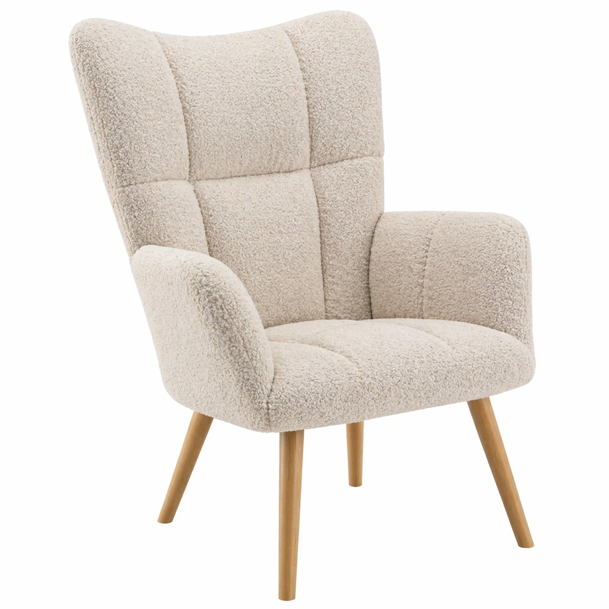 Moderner Relaxsessel mit hoher Rueckenlehne, Polstersessel mit Armlehnen, Komfortsessel fuer Wohnzimmer, Schlafzimmer, Beige, ca. 75 x 80 x 105 cm (B/T/H)-qulvena