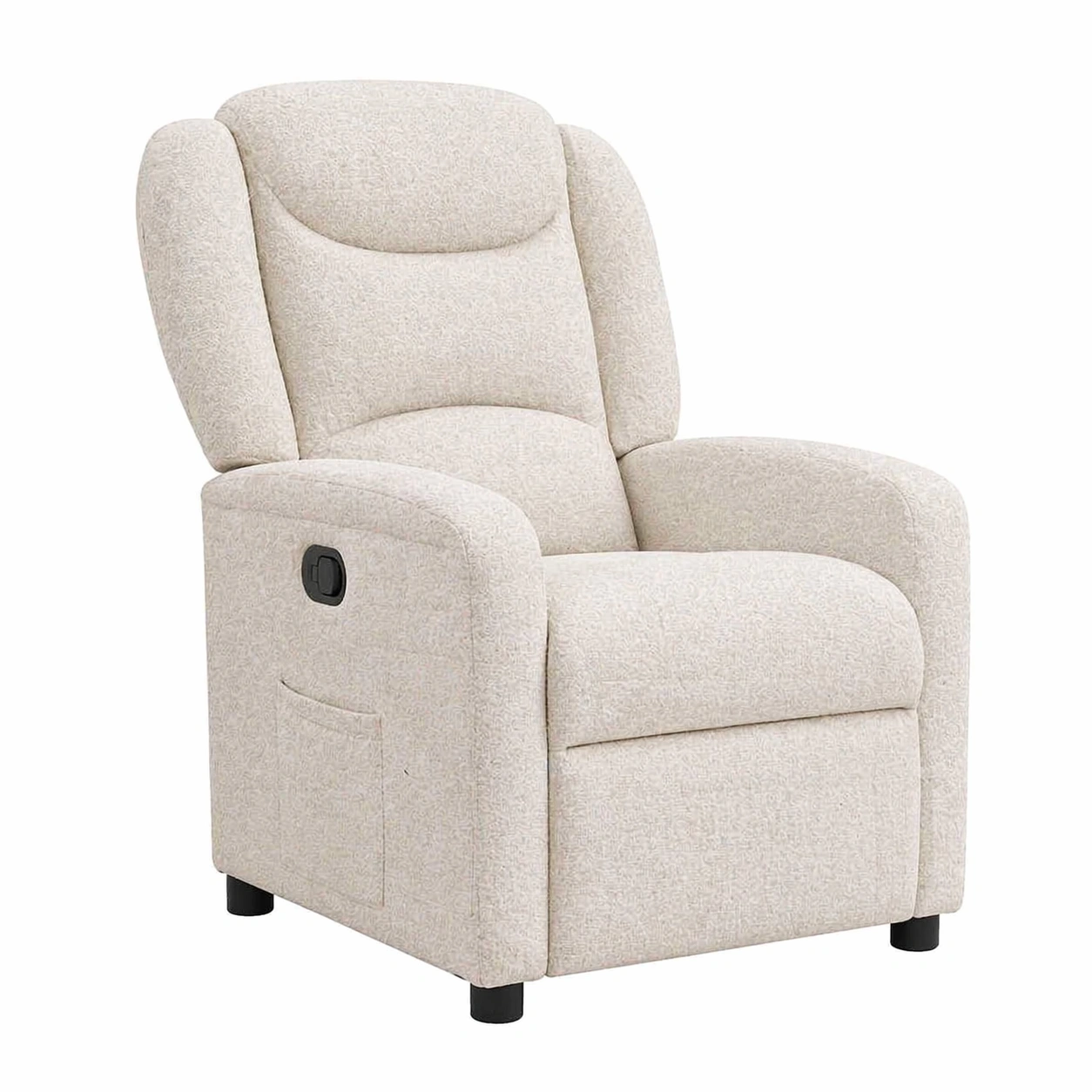 Relaxsessel Stoff mit Liegefunktion, Fernsehsessel gepolstert, Moderner Recliner Sessel fuer Wohnzimmer, Lesesessel mit Armlehnen, Beige-qulvena