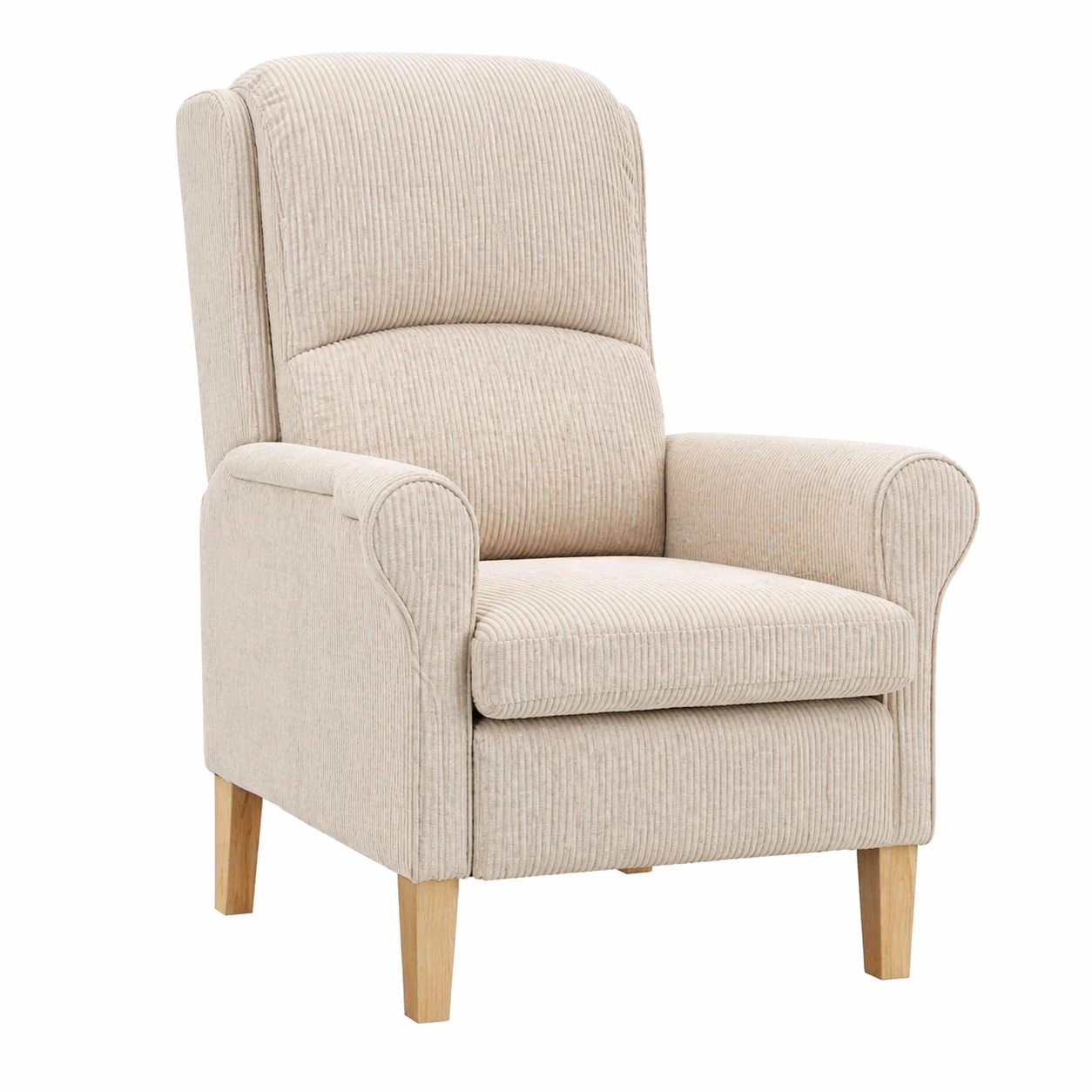 Moderner Relaxsessel Stoffbezug, Polstersessel mit Armlehnen und Holzbeinen, TV Sessel fuer Wohnzimmer, Lesesessel komfortabel-qulvena