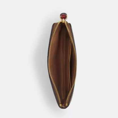 Corner Zip Wristlet In Signature Canvas With Cherry Print
