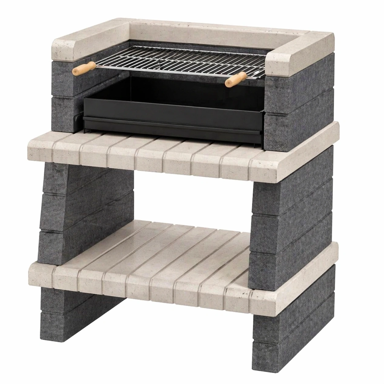 Moderner Garten Grill aus Betonstein mit Ablage und Metallrost-arlvina
