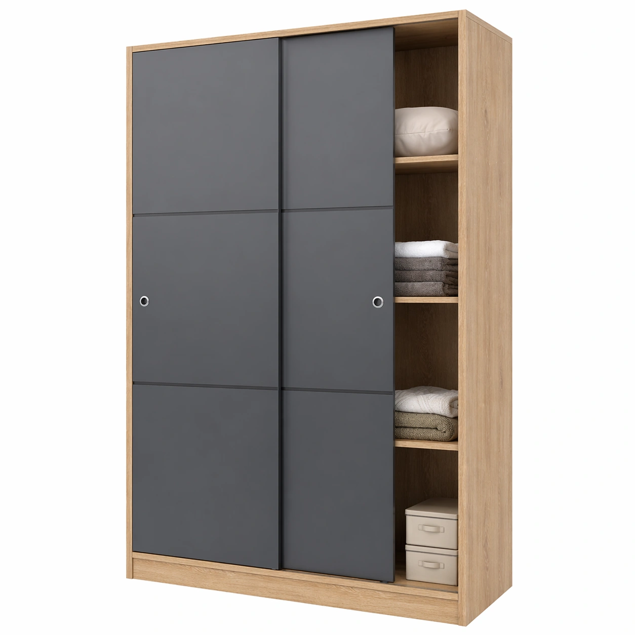 Moderner Schwebetuer Kleiderschrank mit Regalfach und grossen Stauraum-arlvina