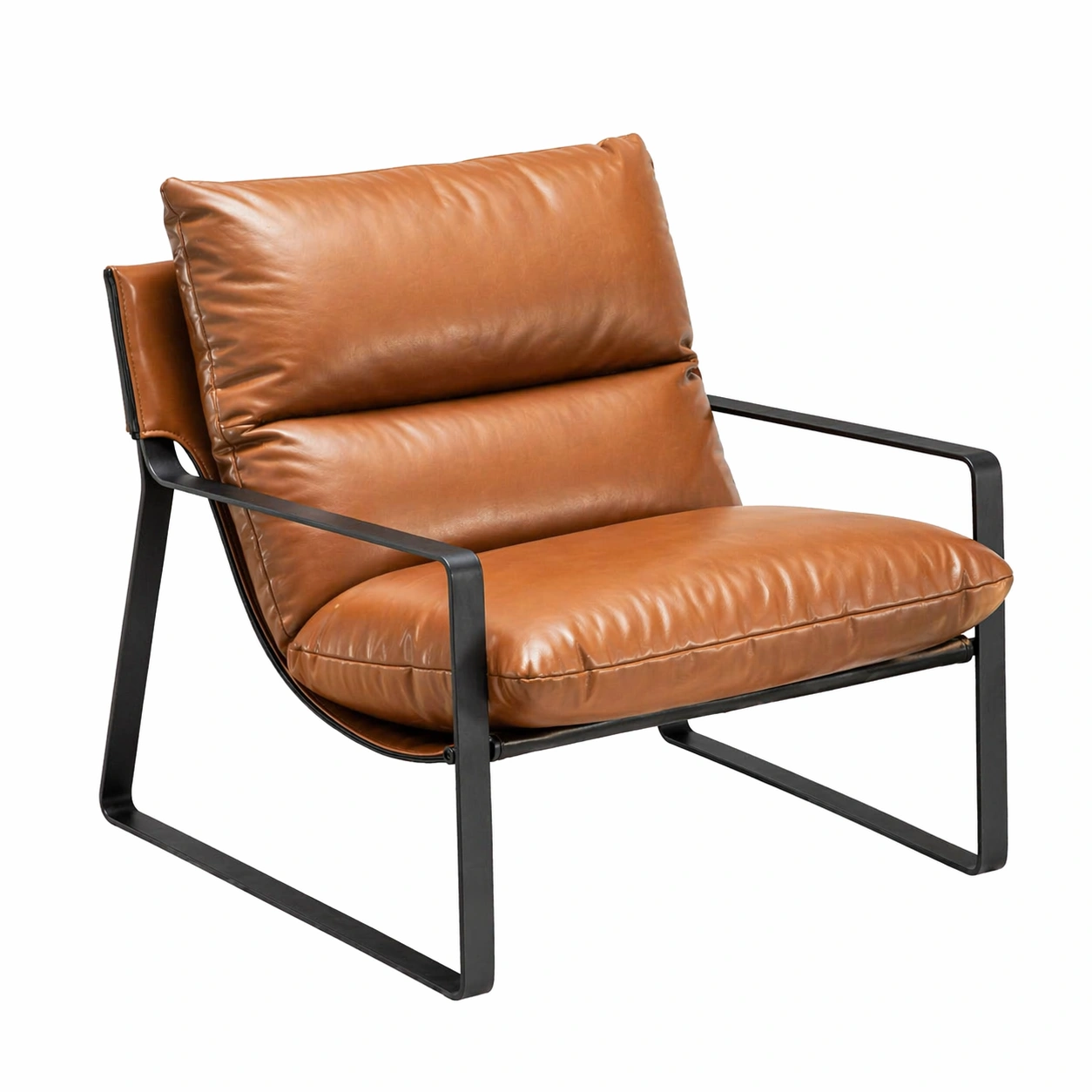 Moderner Lounge Sessel aus PU Leder mit Metallgestell Relaxsessel Wohnzimmer Schlafzimmer Braun-arlvina