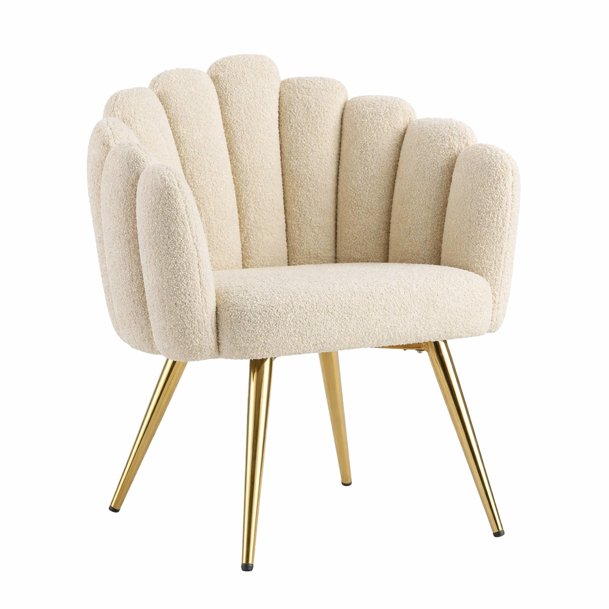 Moderner Polsterstuhl Boucle Design mit Metallbeinen Cremefarben Wohnzimmer Sessel-arlvina