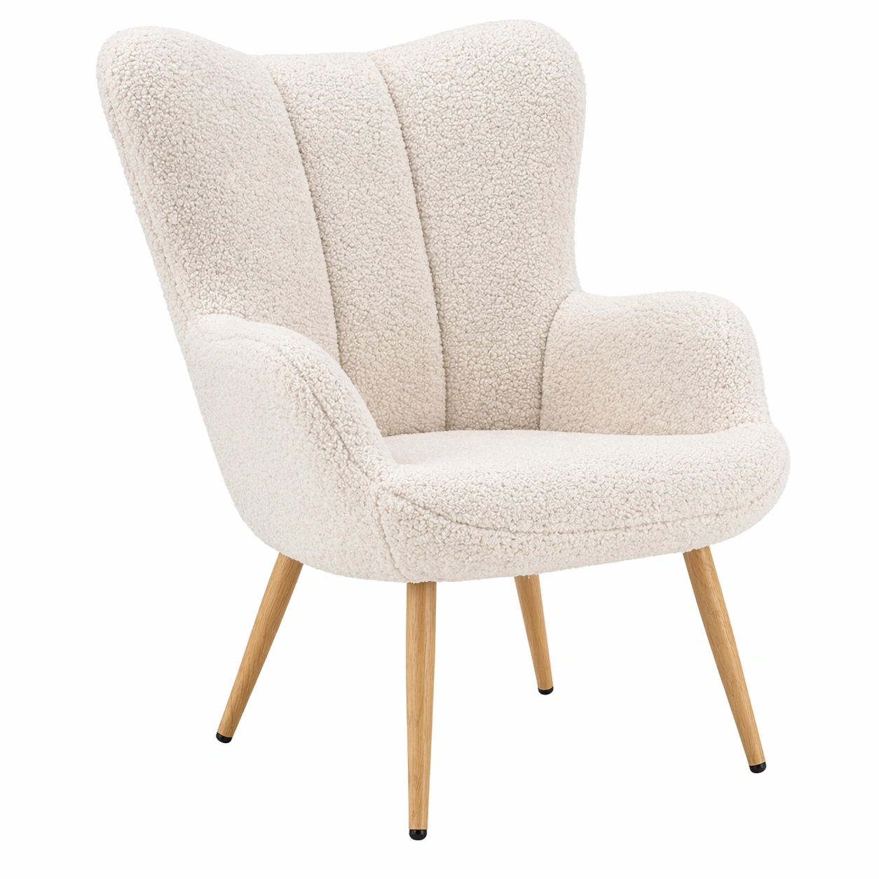 Moderner Polstersessel mit Klappbarer Rueckenlehne und Holzbeinen - Skandinavisches Design, Relax Sessel fuer Wohnzimmer und Schlafzimmer - Beige-arlvina