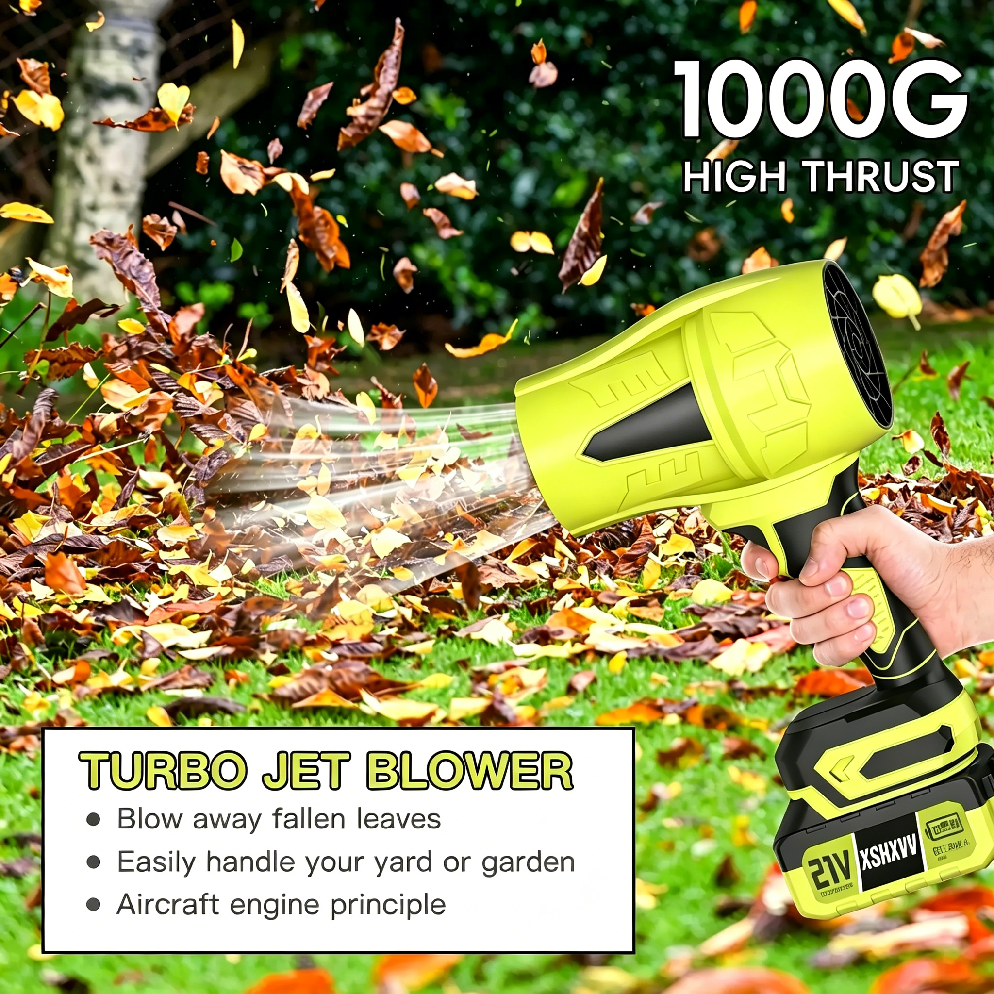 XSHXVV Cordless Leaf Blower Violent TurboFan,BrushlessPure Copper Motor Jet Fan With Battery,CordlessTurbo Super Power Air Duster, Car Drying after Wash, SnowRemoval