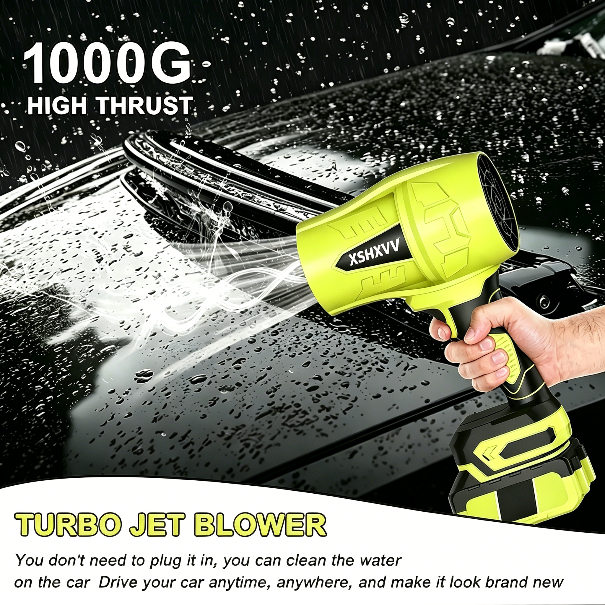 XSHXVV Cordless Leaf Blower Violent TurboFan,BrushlessPure Copper Motor Jet Fan With Battery,CordlessTurbo Super Power Air Duster, Car Drying after Wash, SnowRemoval