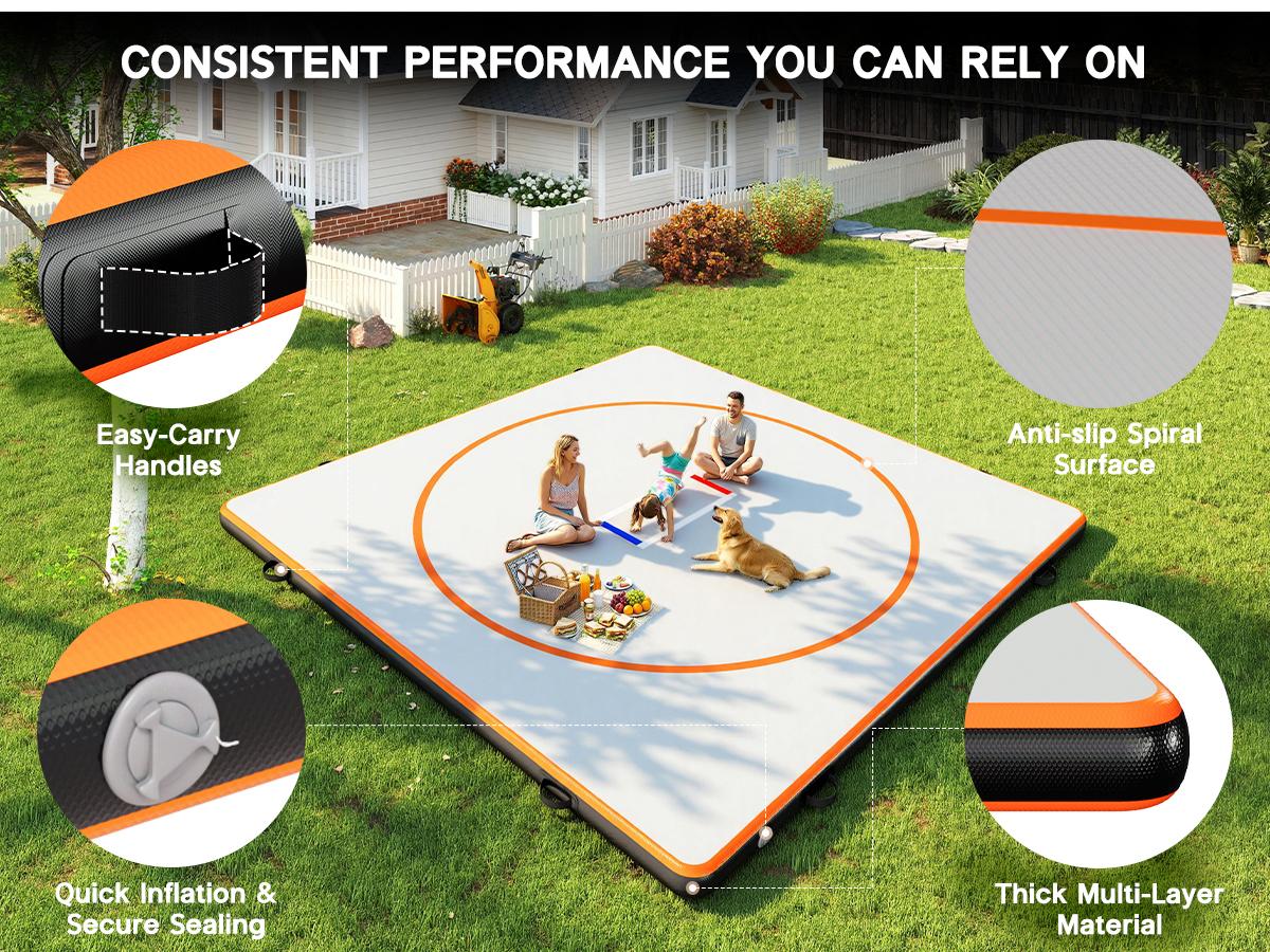 [TiktokShopStockUp] AMERLIFE 13FT /10FT /5FT Inflatable Wrestling Mat 4" Thick PVC Orange/Gray Waterproof Jiu Jitsu Mats for Jiu Jitsu, BJJ, MMA, Grappling & Water Yoga, Indoor/Outdoor, Includes Dust Bag & Repair Kit