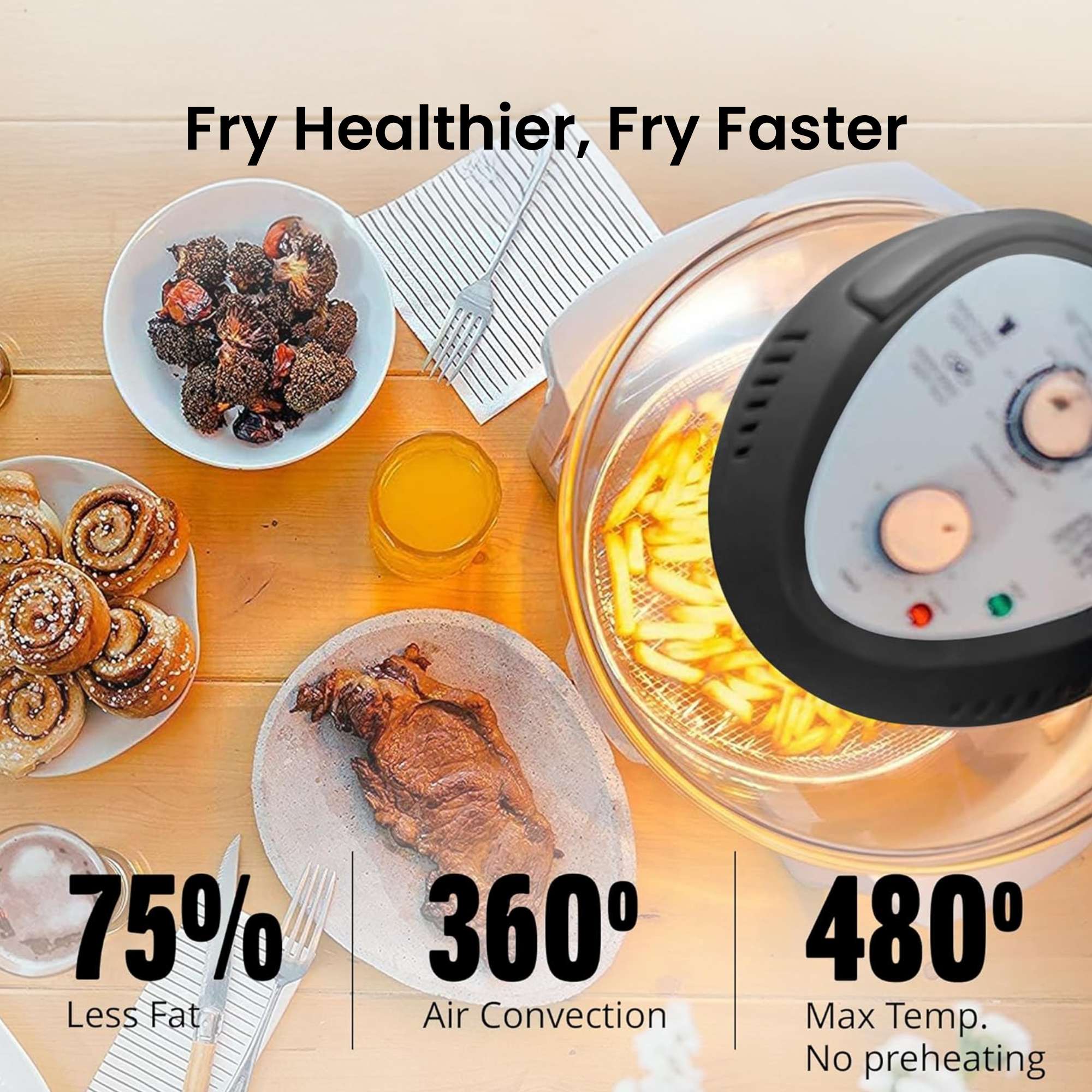 Glass Air Fryer 16Qt, Extra Large – Non Toxic