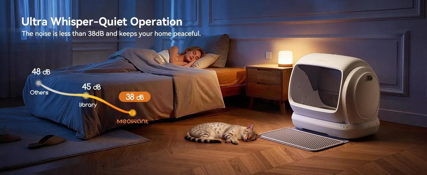 Meowant SC09 Automatic Litter Box - 106L Extra-Large Low-Entry Smart Litter Box with Safety Anti-Pinch Sensor, APP Control, Odor-Free Mat, Odor-Free Liner for Pet Lovers, Summer Use, Automatic Litterbox, Smart Litter Boxes