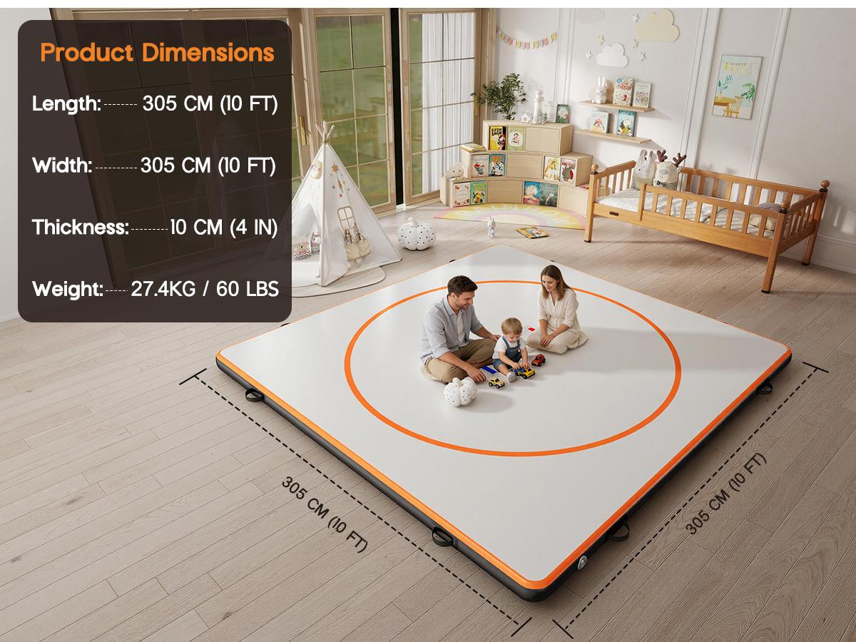 [TiktokShopStockUp] AMERLIFE 13FT /10FT /5FT Inflatable Wrestling Mat 4" Thick PVC Orange/Gray Waterproof Jiu Jitsu Mats for Jiu Jitsu, BJJ, MMA, Grappling & Water Yoga, Indoor/Outdoor, Includes Dust Bag & Repair Kit