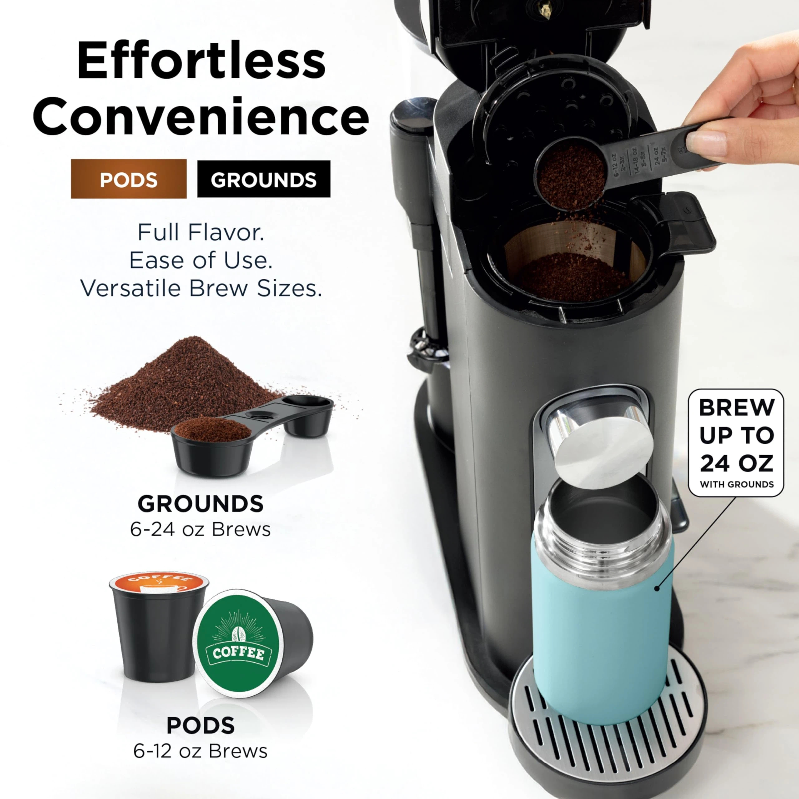 💥Factory Direct Sale💥Pod & Grounds Coffee Maker | 56oz Reservoir & 24oz Brew