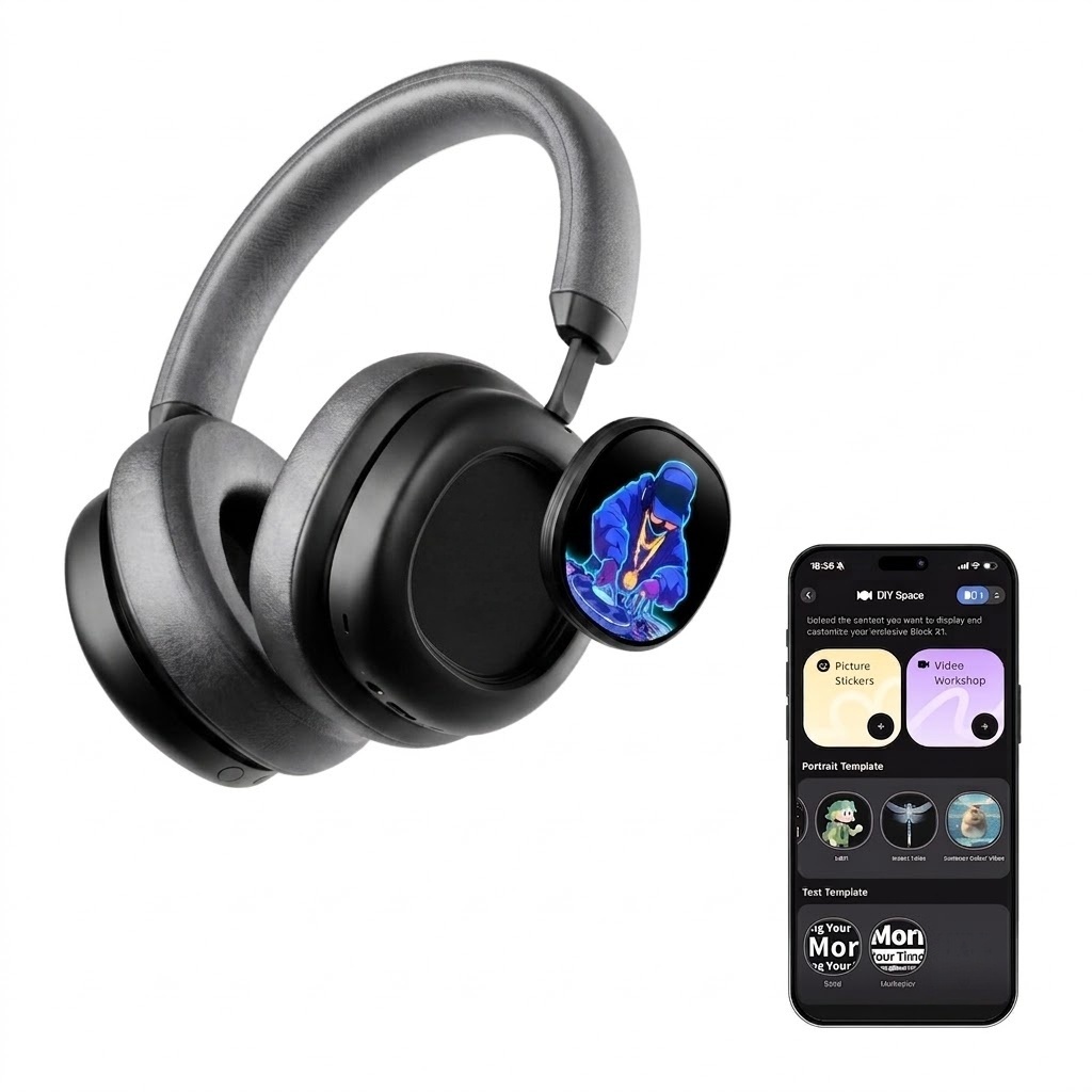 Wireless Over Ear Headphones Noise Cancelling OLED Touchscreen