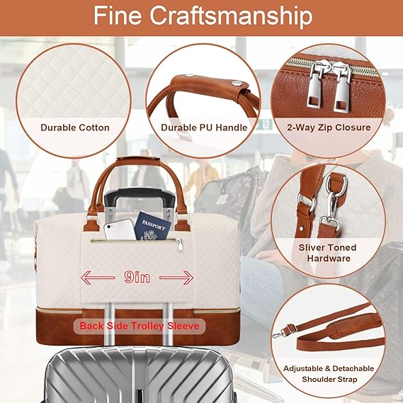 Large Travel Duffel Bag with Shoe Compartment