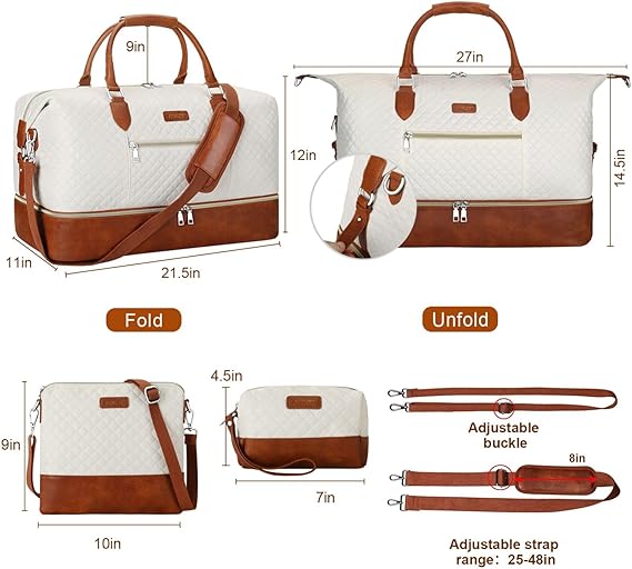 Large Travel Duffel Bag with Shoe Compartment